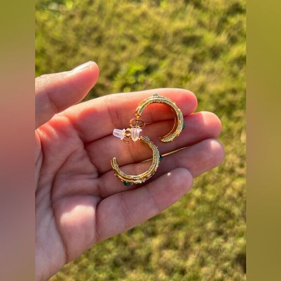 Anthro 18k Gold Plated Eye Hoop Earrings - Picture 12 of 13